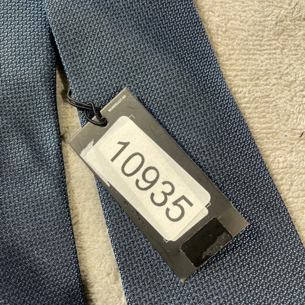 Murano‎ Extra Long Necktie Tie Blue Textured 100% Silk Career Office Luxury